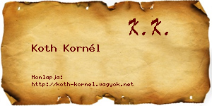 Koth Kornél névjegykártya